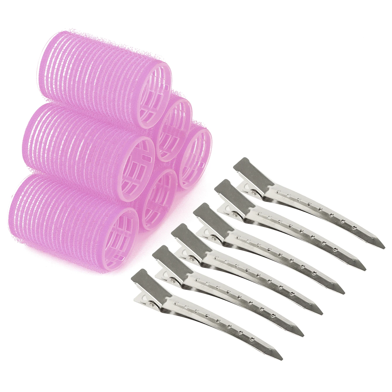 In Stock Hair Roller Set For Medium Hair Curler Rollers For Blowout Look 36mm 6 pieces Purple Color With Metal Hair Clips