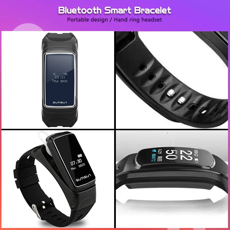 Fit бит Смарт часы с Bluetooth гарнитура 2 в 1 последние 2018 Android Спорт водонепроницаемый браслет