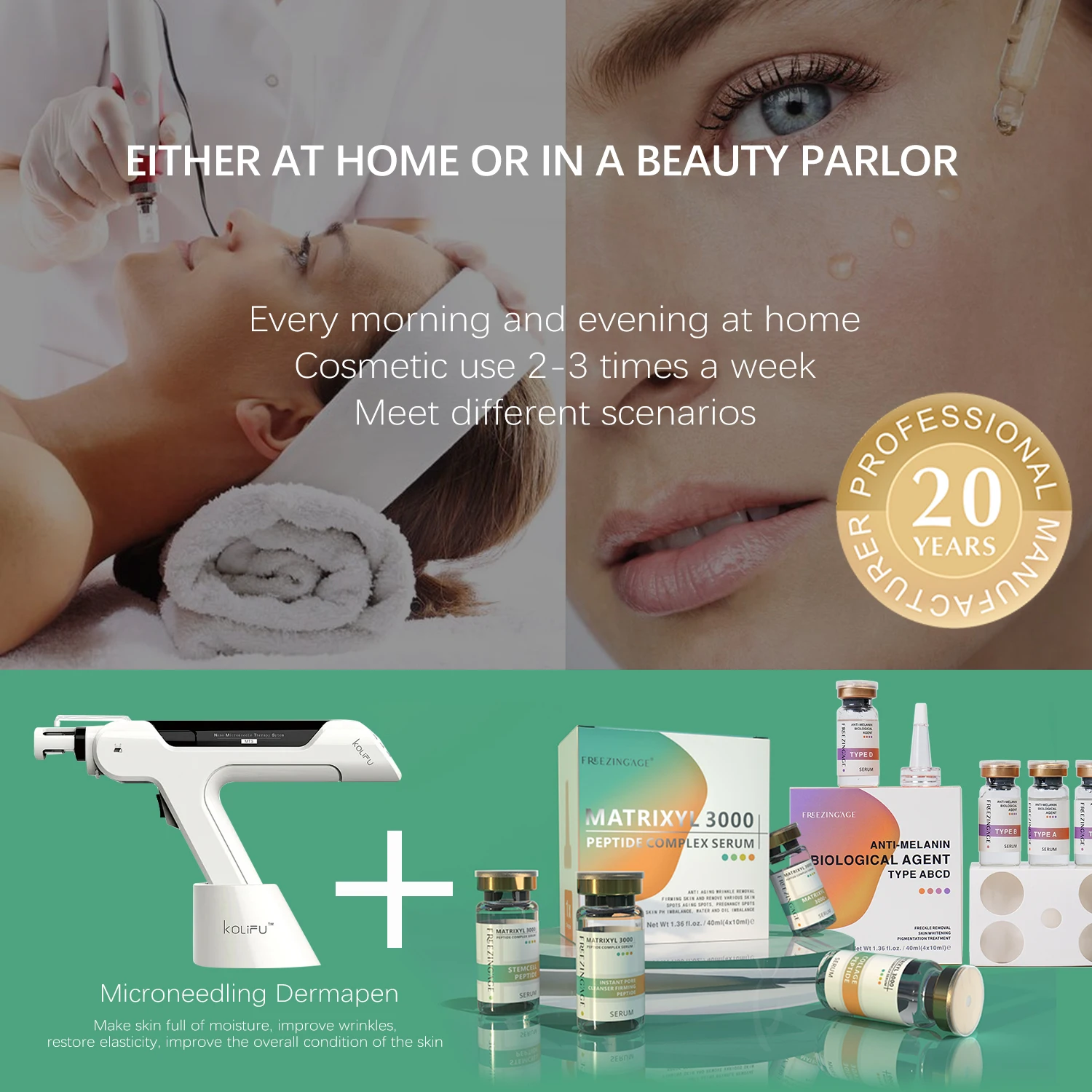 Factory sale vitamin c collagen glass ampoule for face Anti aging Brightening skin care  serum