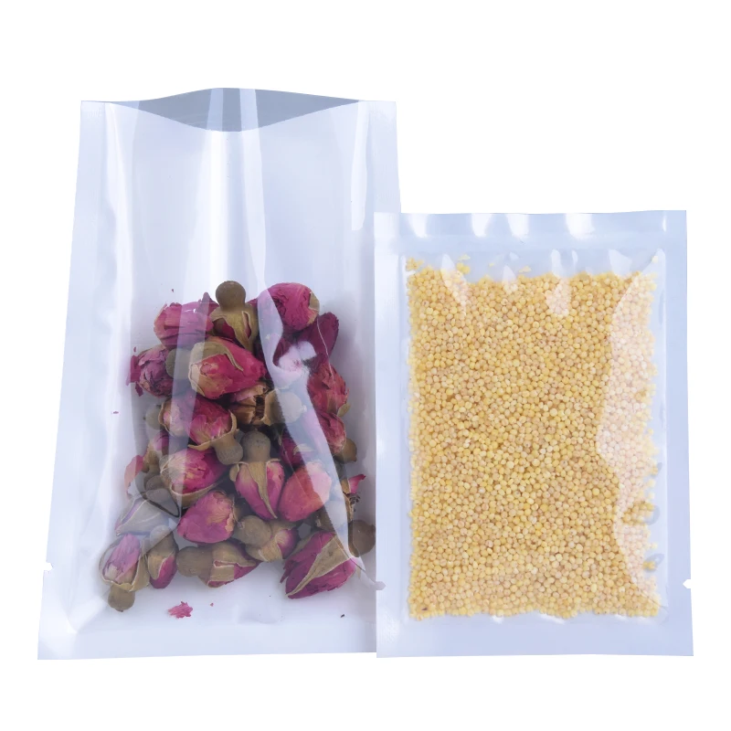 Quality supplier custom air tight vac pac bags three side seal pouch pearl film viewing window bag