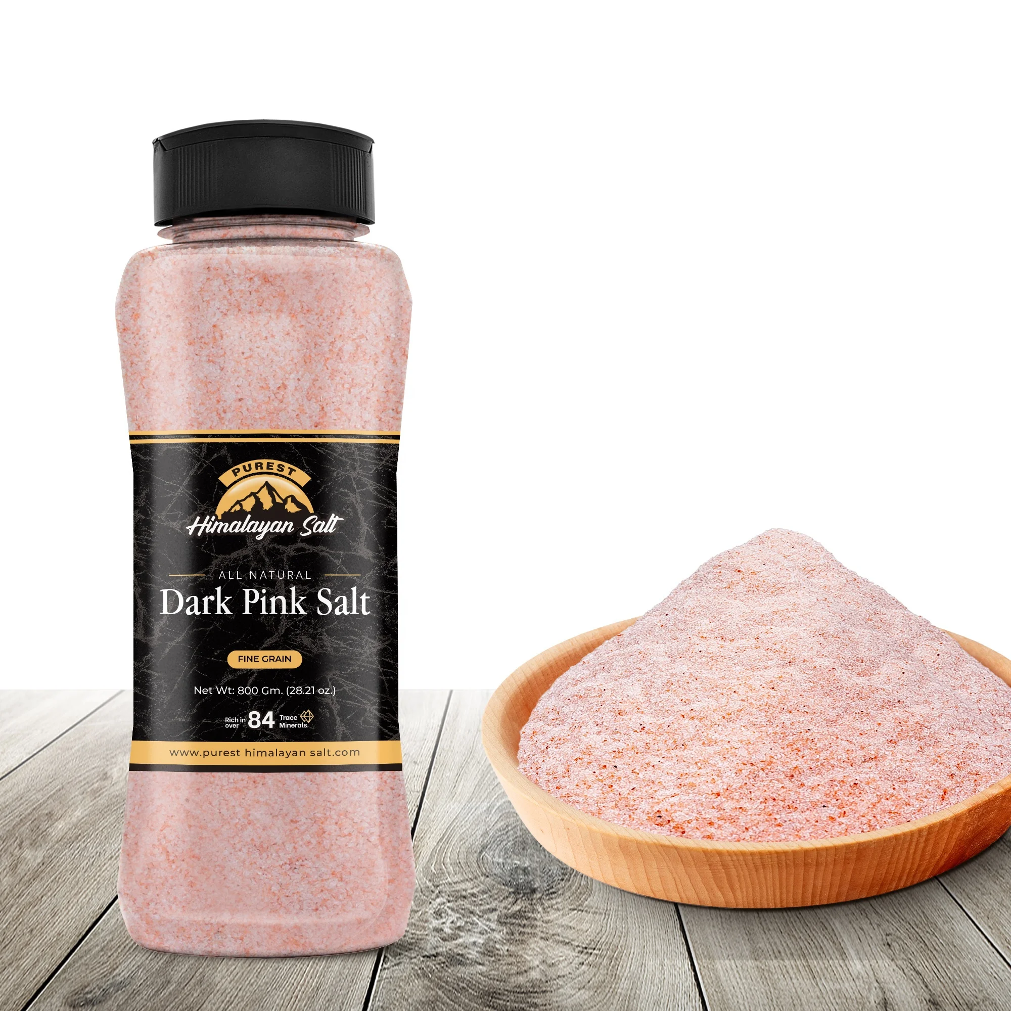 HIGH QUALITY PRODUCT HIMALAYAN DARK PINK SALT FINE GRAIN IN 800 GRAM ( 28.21oz) SHAKER BOTTLE