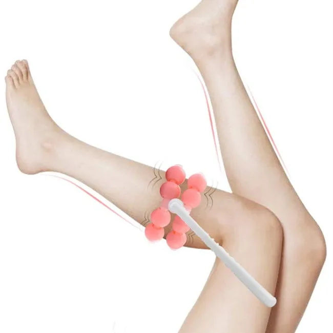 
Body Shapely Roller Yoga Fitness Ring Muscle Relaxation Massage Stick 16 Roller Ball Cellulite Leg Slim Massager 