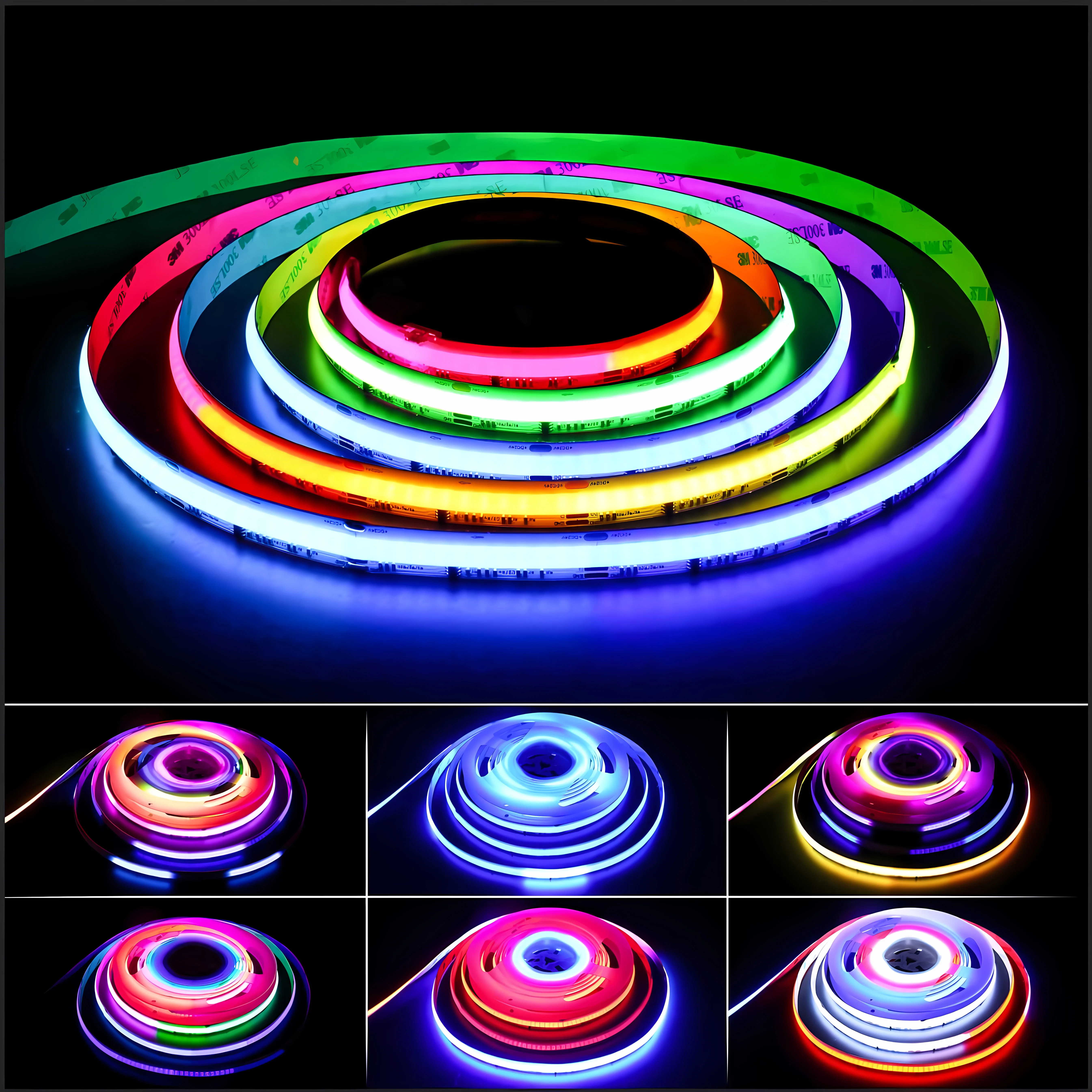 High Quality IP20 Rgbw Rgb Cob Led Strip Light 12V 24V Pixel Flexible Emitting Addressable Cob Rgbic Led Strip