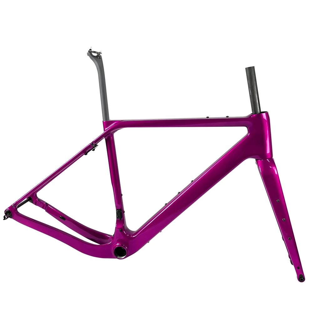 Airwolf Full Carbon Disc Brake Gravel Frame Hidden Cable Racing T47 Thread Cyclocross Bicycle Frame Di2 With Handlebar 700X50C