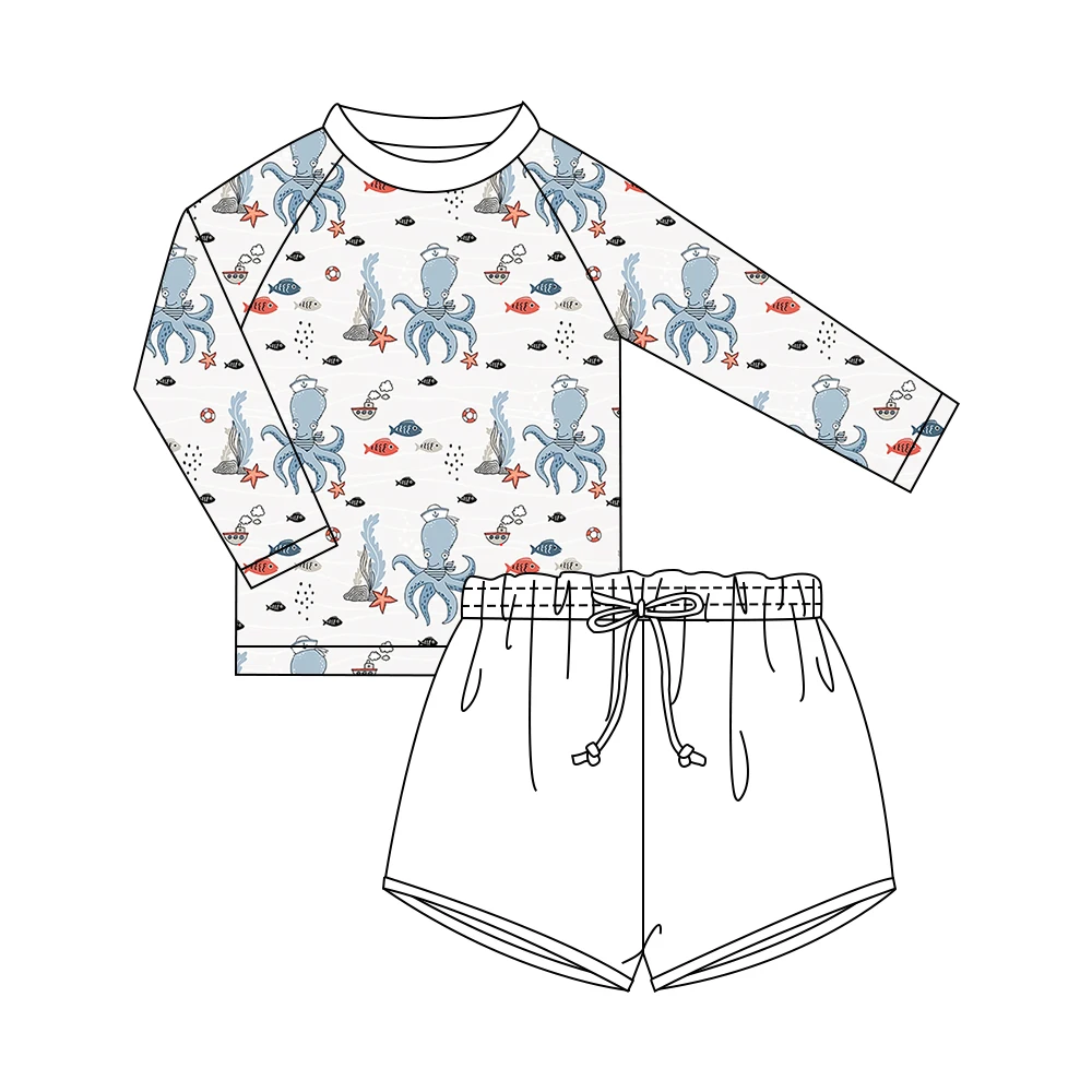 2022 Wholesale OEM Boys Swimwear Kids Bikini Boys Shorts Two Piece Swimsuit Beach Wear