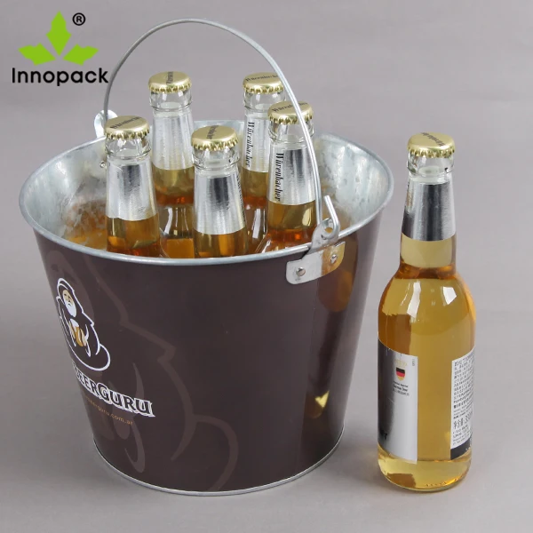 Роскошное оптовое круглый 5L 8L 10L оцинкованного металла пива для ночного клуба ведерки черный