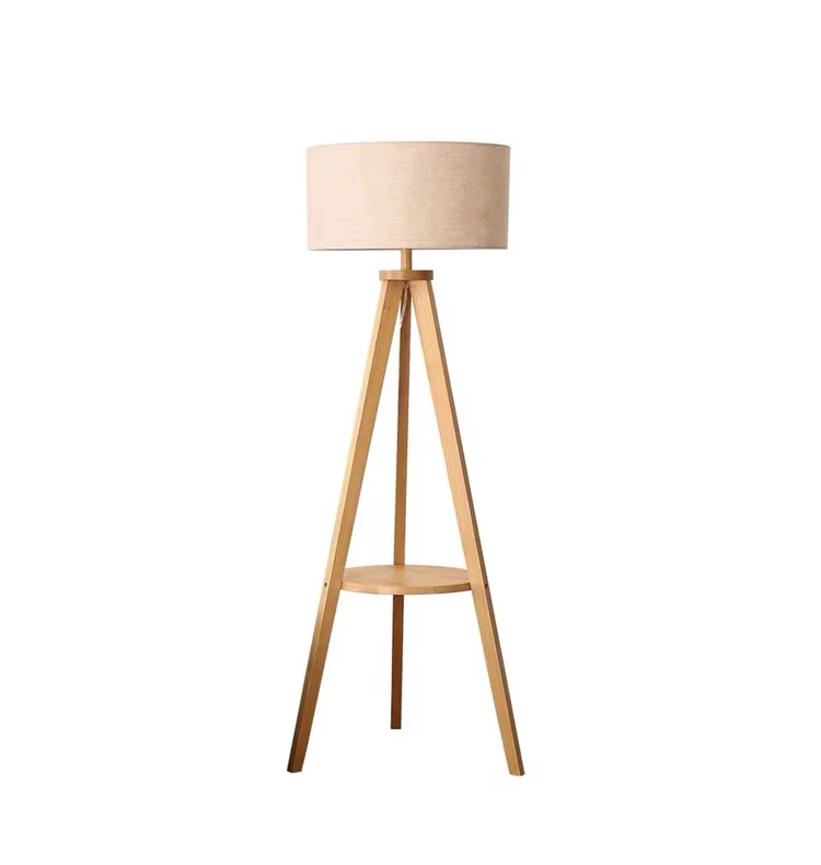 Nordic Living Room Floor Lamp American Retro Bedroom Solid Wood Chinese Side a Few Bedside Vertical Table Lam