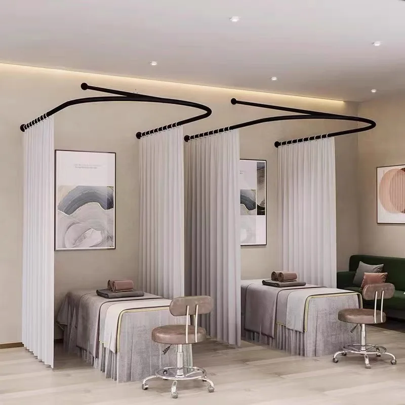 Beauty salon partition curtain U-shaped health hall light opaque curtain rod