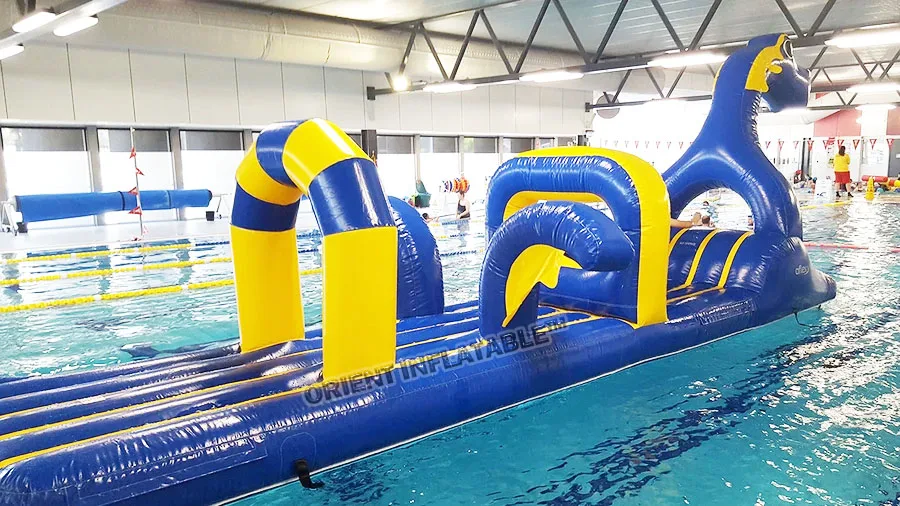 Orient Inflatables water pool park Inflatable dragon f;oating run course | dino inflatable pool obstacle floating