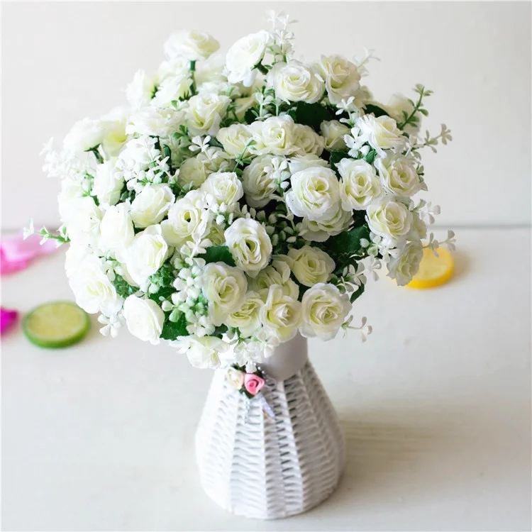 V-1261 Wholesale Flower Bunch Small Silk Artificial Rose Bouquet For Wedding Decoration