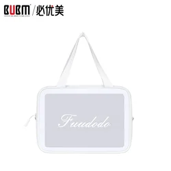 Новейшая Водонепроницаемая белая черная полиуретановая ПВХ косметическая сумка на молнии для макияжа туалетных принадлежностей ручная косметичка с матовым окошком для мужчин