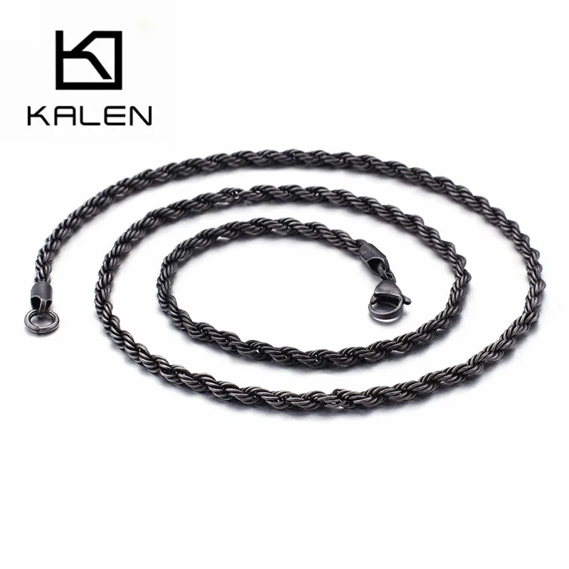 KALEN 660*4mm Necklace Men Oxidation Stainless Steel Male Choker
