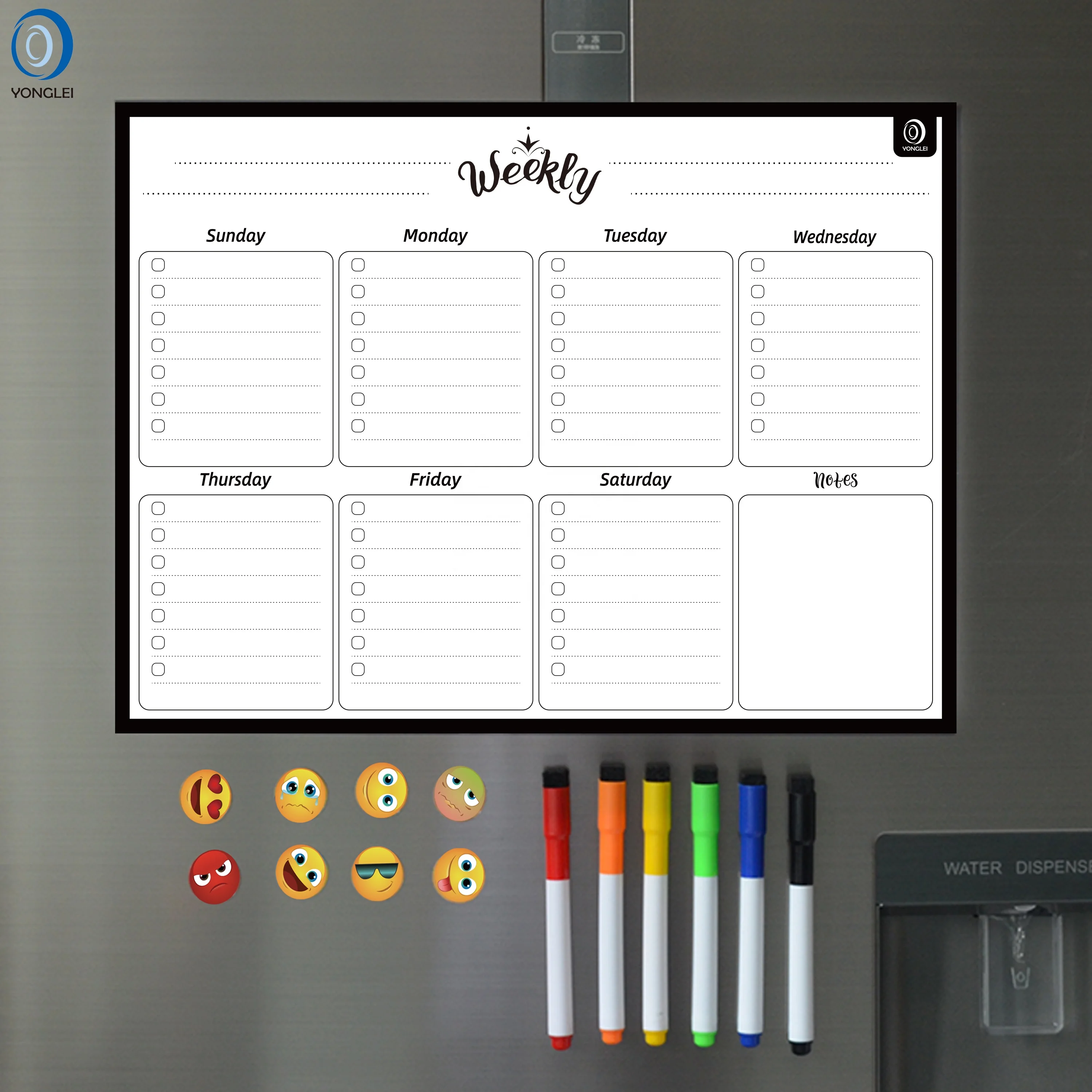 10.9-2 Nanotechnology dry erase weekly magnetic calendar week planner magnet week fridge