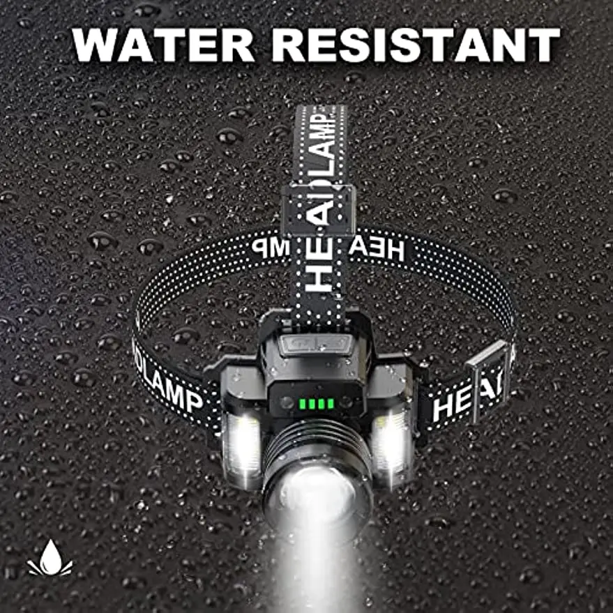 Rechargeable Headlamp 8 Modes Headlight with Motion Sensor Zoom Adjustable High Lumen Super Bright HeadLamps  Waterproof Head La