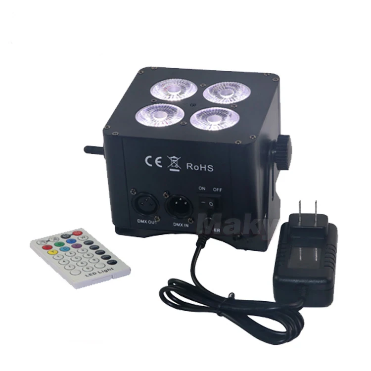 4x18Wled battery powered  IR remote 2.4G Wireless DMX Mini LED Par (Iron)