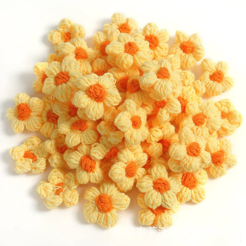 DREA  Wholesale Handmade Crochet flowers hair accessories for kids clothing accessories single crochet flower