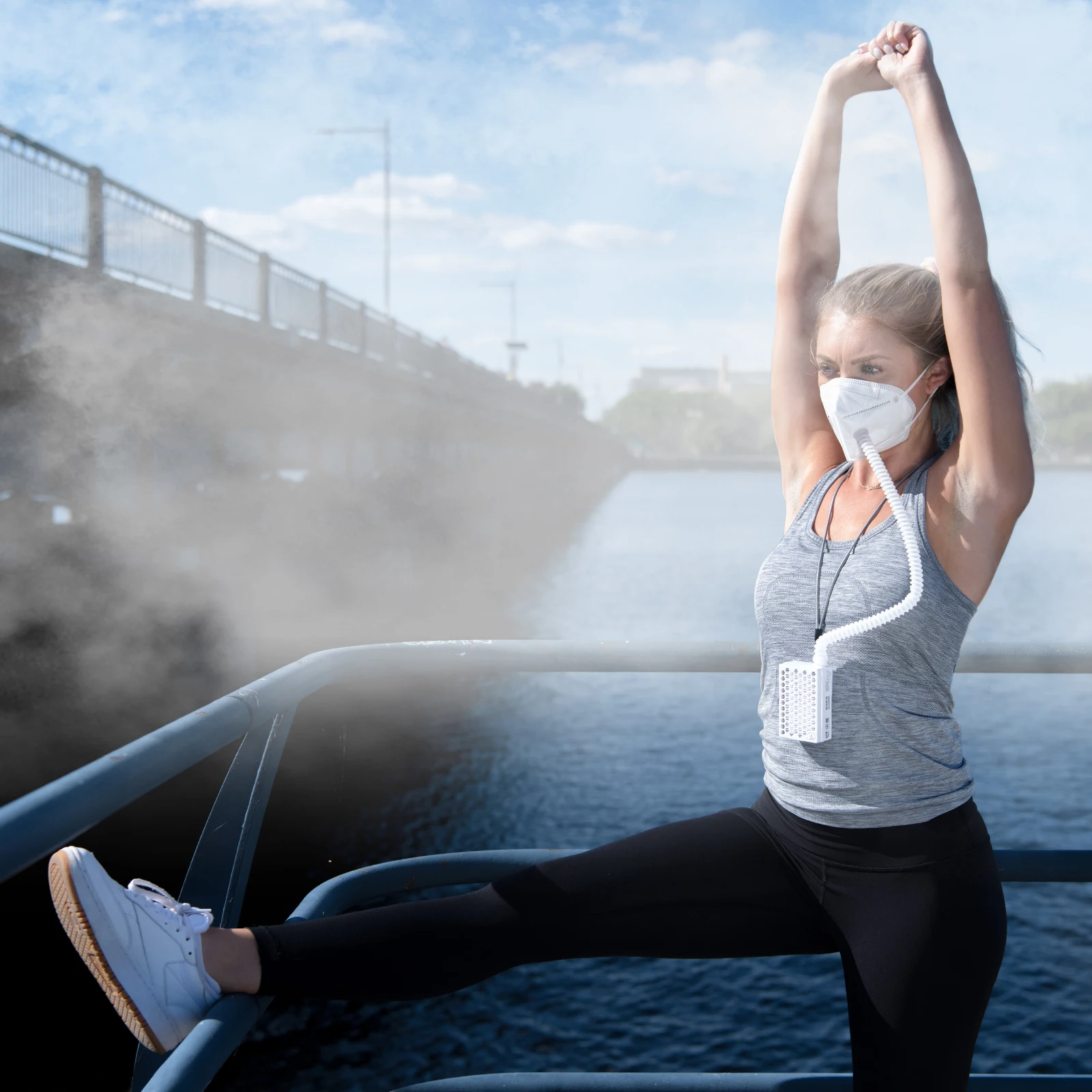 Wearable Party   Running Biking Rechargeable Face Mask Mini Air Purifier h13 HEPA