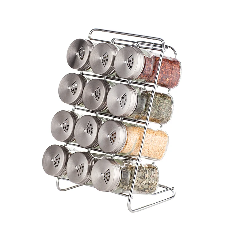 Salt and Pepper Shakers Saleros Seasoning Spice Jar Glass Set with S/S lid (1600188026363)