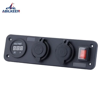 12V/24V 36W Fast Charge Three QC3.0 USB Car Charger Socket with 10A Wire Fuse Aluminum for Car boat