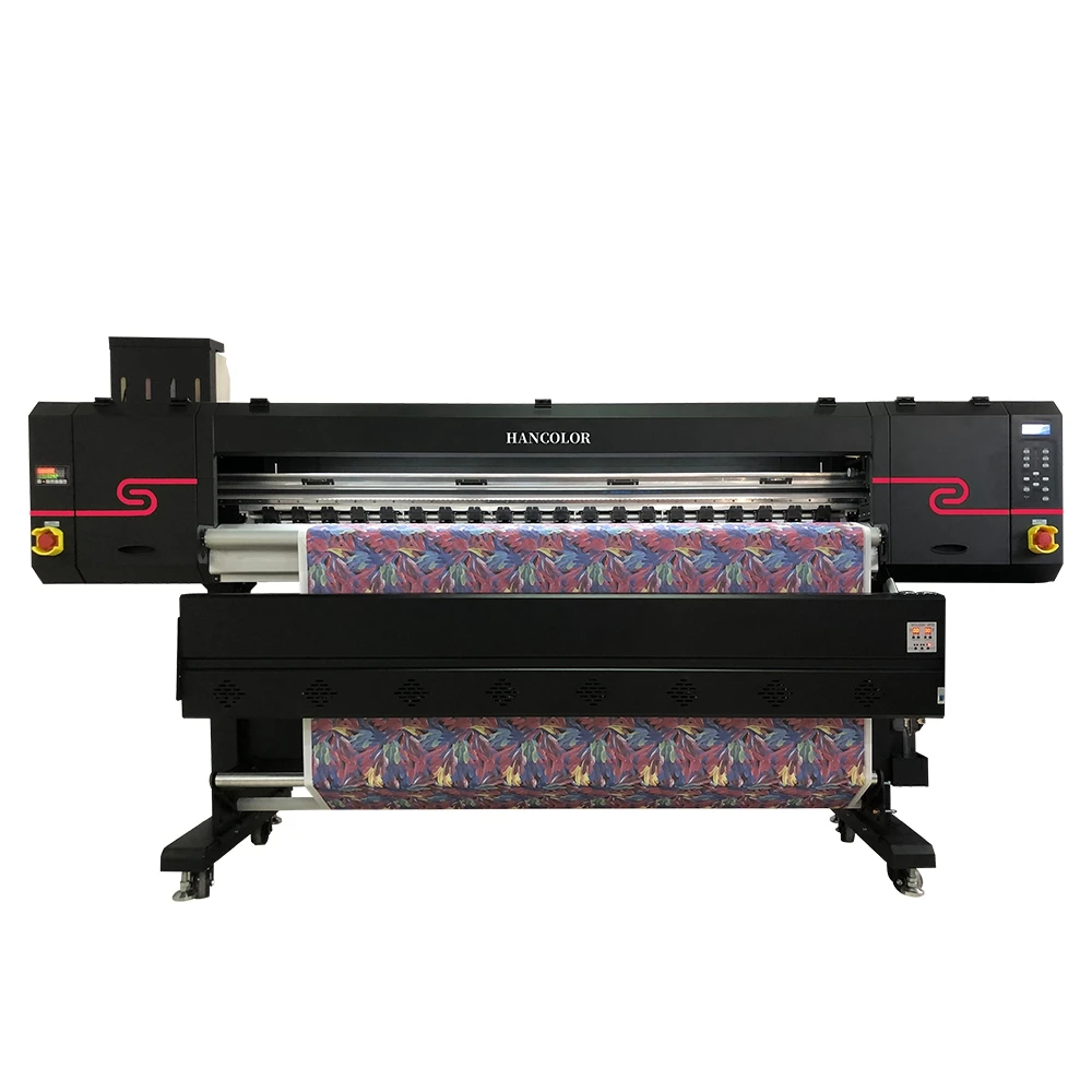 Reliable 6 heads I3200 fabric sublimation printer delivers consistent quality on textiles up to 1.9m wide.
