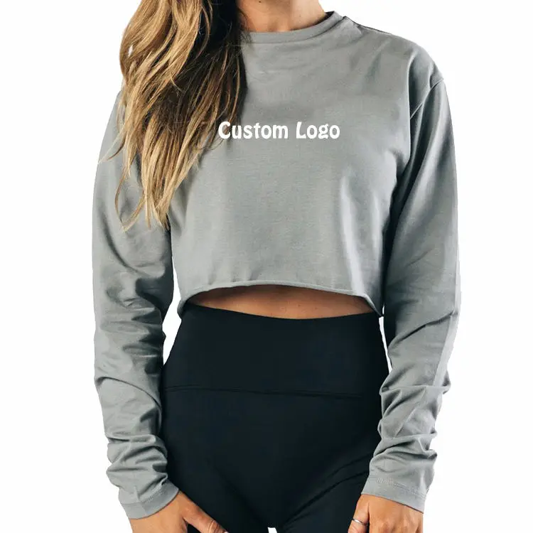 Wholesale High Quality New Colors Crew Neck Slim Fit Long Sleeves Blank Crop Tops Custom Logo Vintage Women T Shirt
