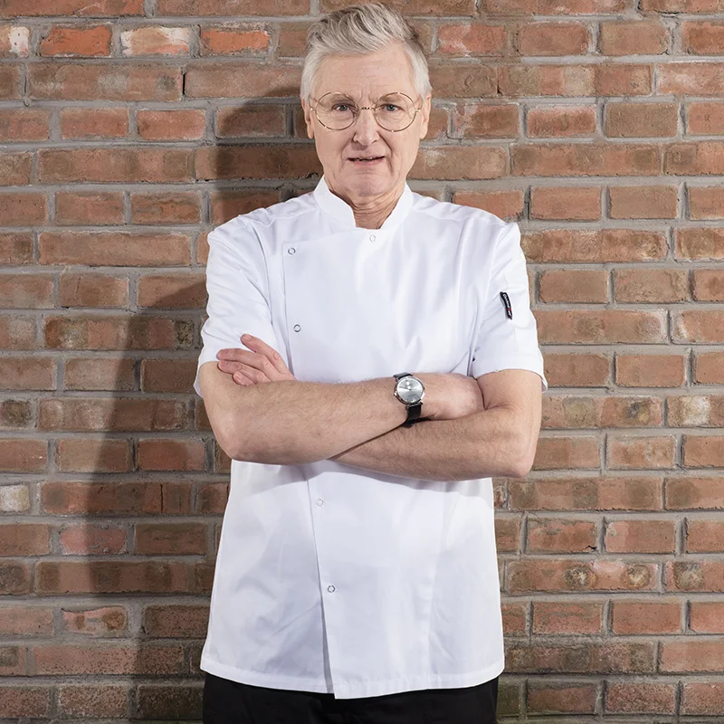 CHECKEDOUT unisex poly cotton half sleeve kitchen chef coat restaurant culinary cook uniforms