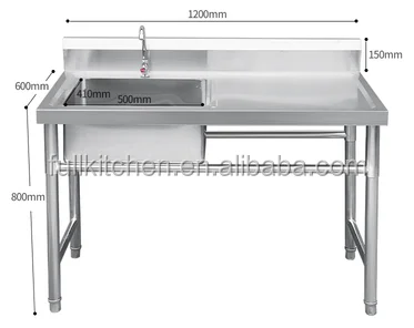 Stainless steel restaurant kitchen sink table stainless steel sink work bench work table with sink