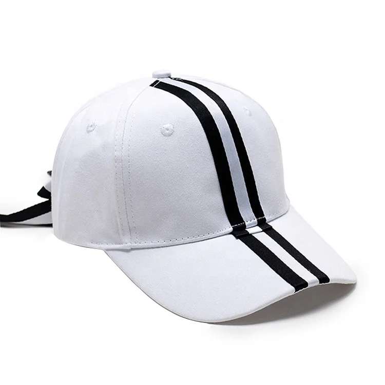 Female 5 Panel Baseball Hats Cotton Hip Hop Hat Hipster Stripe Caps with String