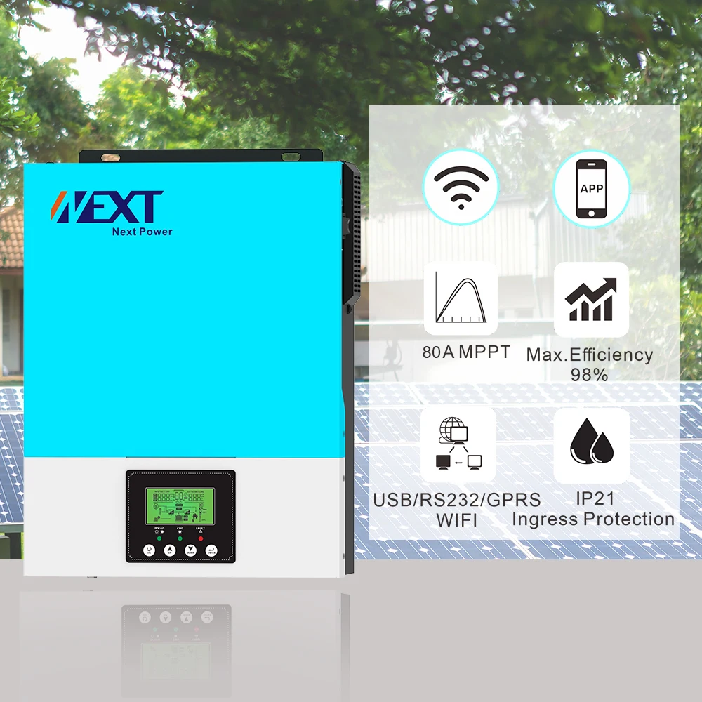 NEXT 1.5KW 12V DC to AC Power Converter 100A MPPT Controller Pure Sine Off Grid Home Solar Inverter Work with Batteries