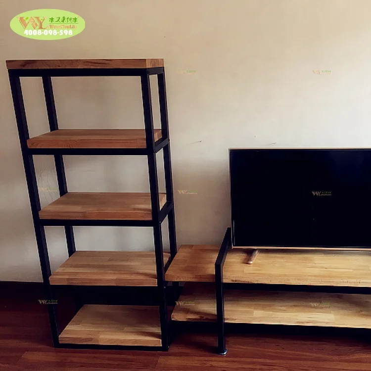 Customized Solid Wood Wall Shelves for Home Decoration /iron wood stacking racks &