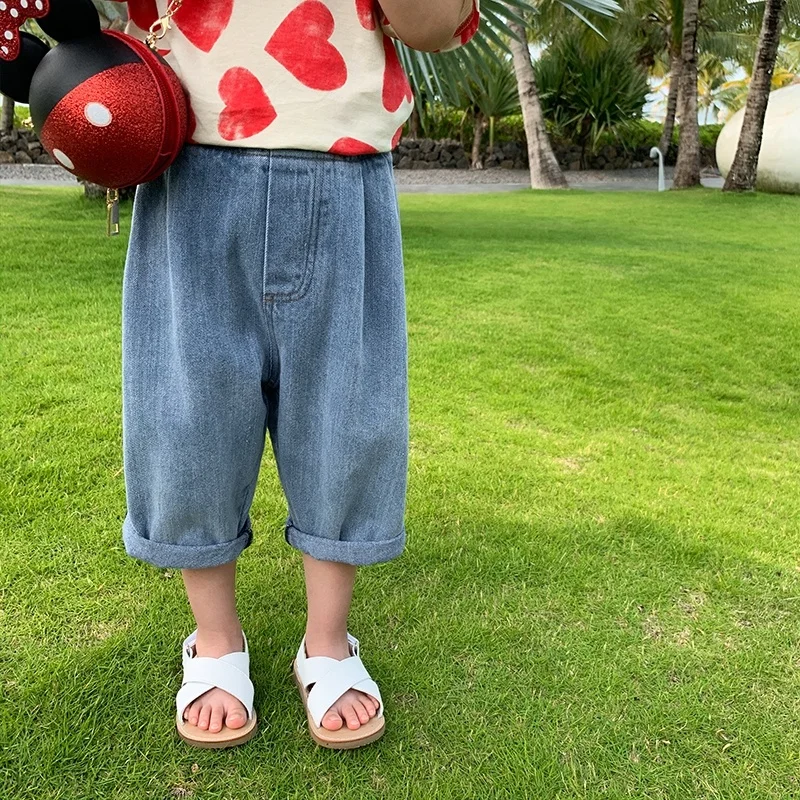 
X1526/Girls baby summer new wholesale high quality jeans pants clothes korean fashion loose girls pants 