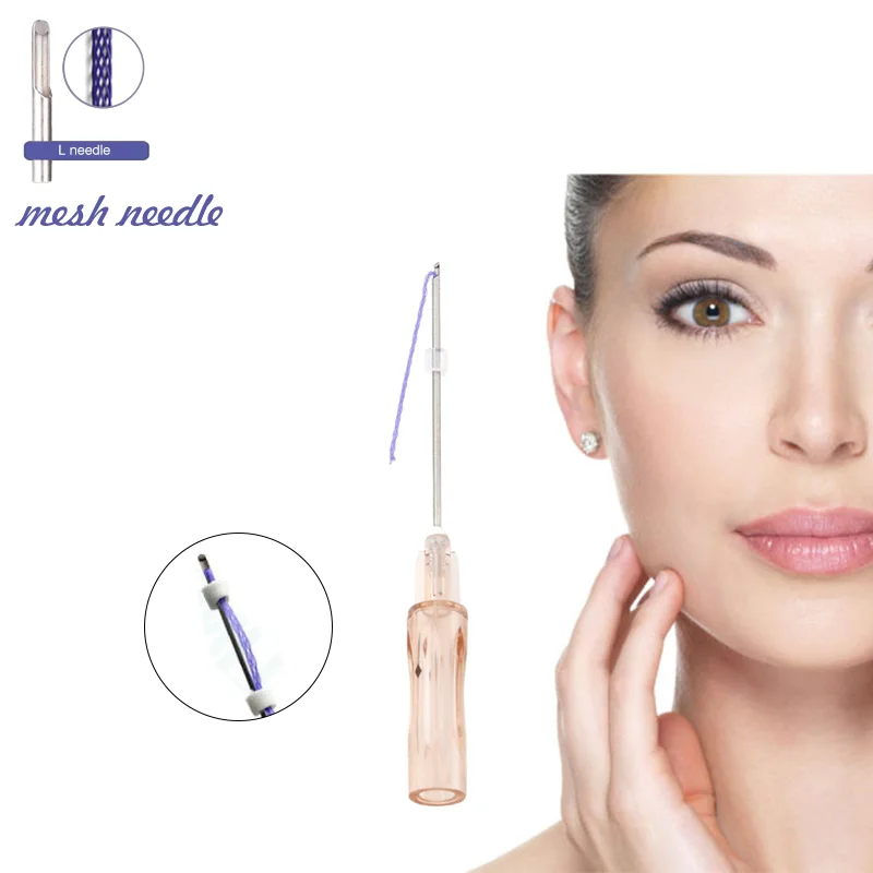 Safe quality Ce approved great PCL face lifting marionette lines remove mesh 19G 60mm L cannula PCL threads