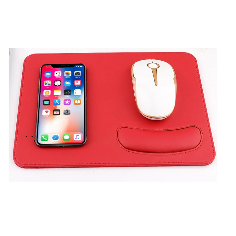 Прямая продажа с фабрики PU с подставкой для запястья беспроводной зарядный коврик для мыши