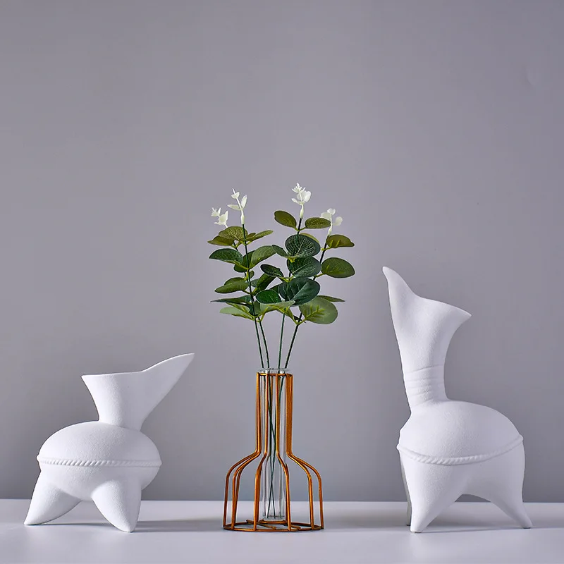 Nordic style Creative Design porcelain flower pot Home Decorative Abstract Handmade Body Base Art Ceramic Vase for home decor