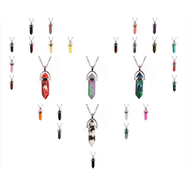 Bullet Hexagonal Column Pendant fashion natural stone jewelry necklace for women