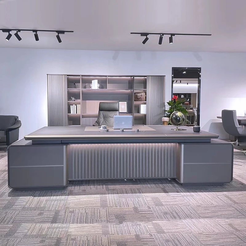 Luxury Escritorio De Oficina Office Desk Set Office Furniture Executive MDF Desk with aluminium edge