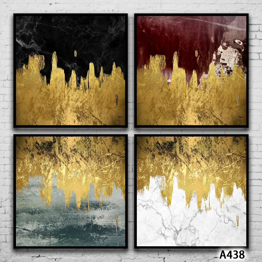 Abstract gold foil Oil Painting Handmade Arts on canvas Wall Seascape Stormy  Modern Home Hotel Decor Gifts Crafts