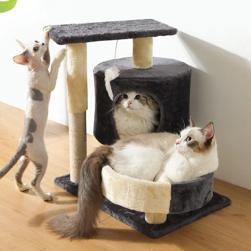Multi-Level Cat Trees and Towers with Scratching Posts Condos Hammock Resting Perch Indoor Pet Activity Furniture Play House for