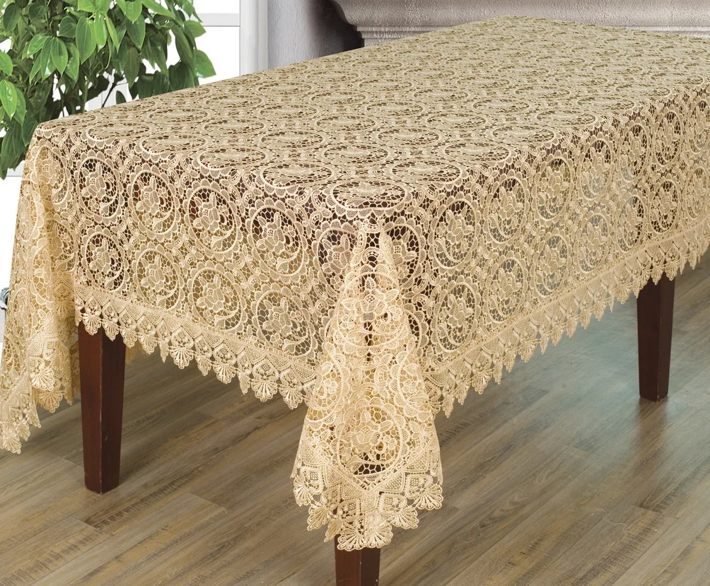 machine made lace tablerunner with embroidery and cutwork 16x72