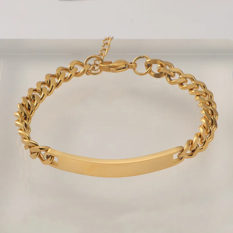 Stainless Steel Plate Bracelet Blank Personalized Bar Engraved Name lovers Custom Bracelet Gift For Men Women