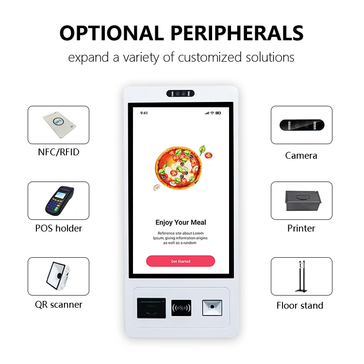 Custom kiosk manufacturers 32 inch android digital signage vertical hotel check in kiosk with printer