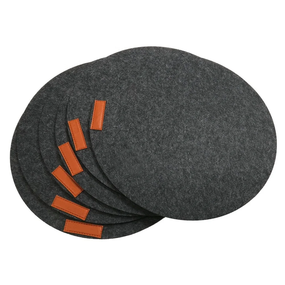 6 Pack Heat Insulation Table Mat 33cm Round Felt Placemat
