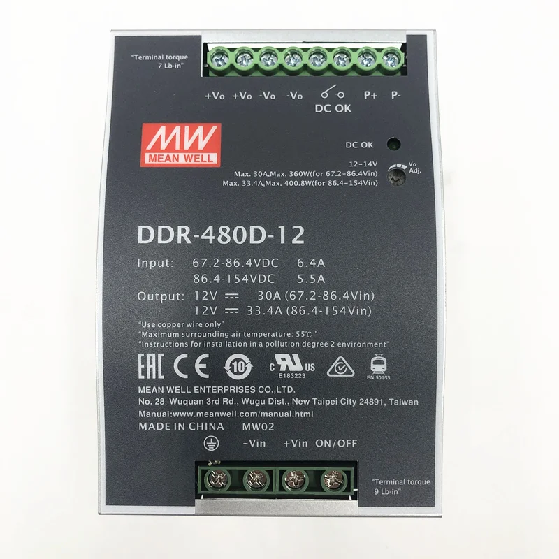 DDR-480D-24 Meanwell 24V Power Supply 480W Dc Dc Power Supply Suitable For Industrial Grade