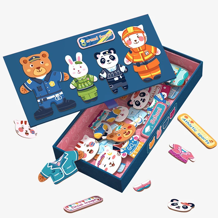 Деревянная головоломка маленький медведь меняющая одежду Детская игра для раннего обучения деревянная малышей игрушки