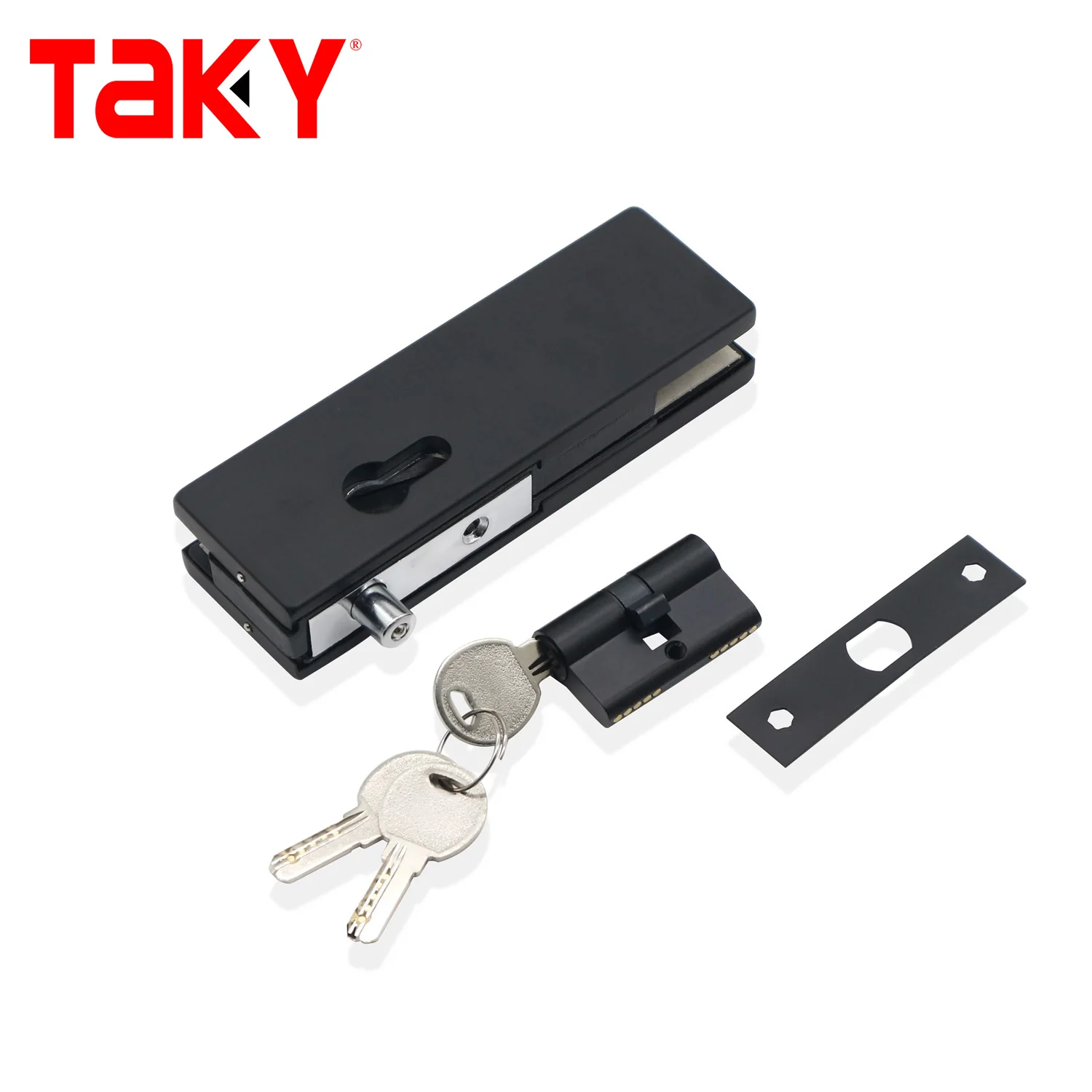 Glass clamp black lock patch fitting glass door bottom patch lock