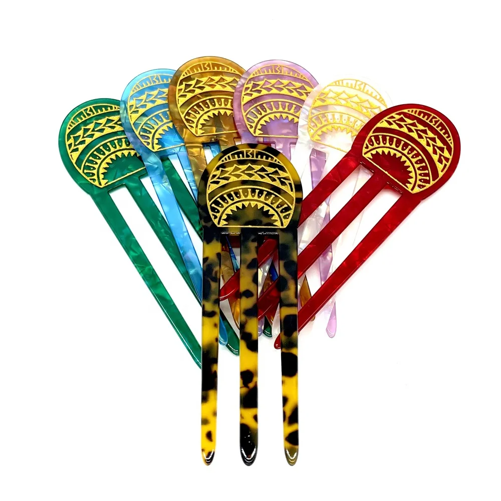 New Fashion Women Hair Pin 5 Inches Height With 3 Prong Hair Forks Acrylic Lady Combs Jewelry For Long Hair