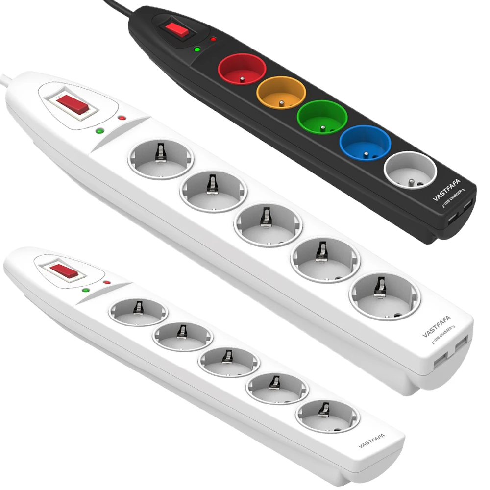european schuko power board electrical plugs sockets desktop  usb switch smart power strip  extension socket