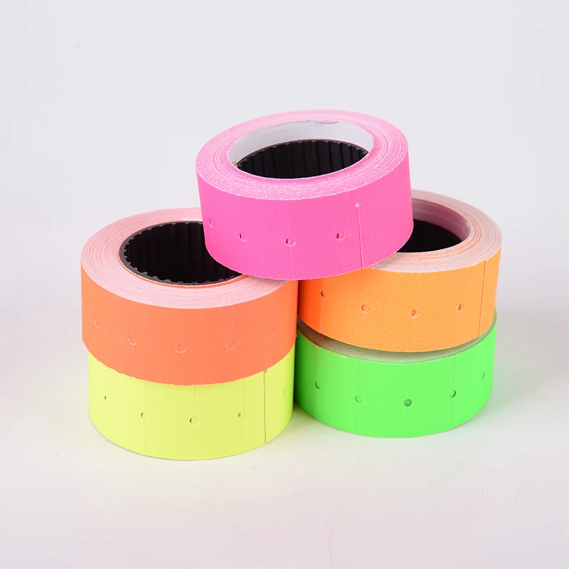 Orange Green Pink Red Colorful Self adhesive Grocery Shop Paper Price Label Rolls For Single Line MX5500 Price Label Machine
