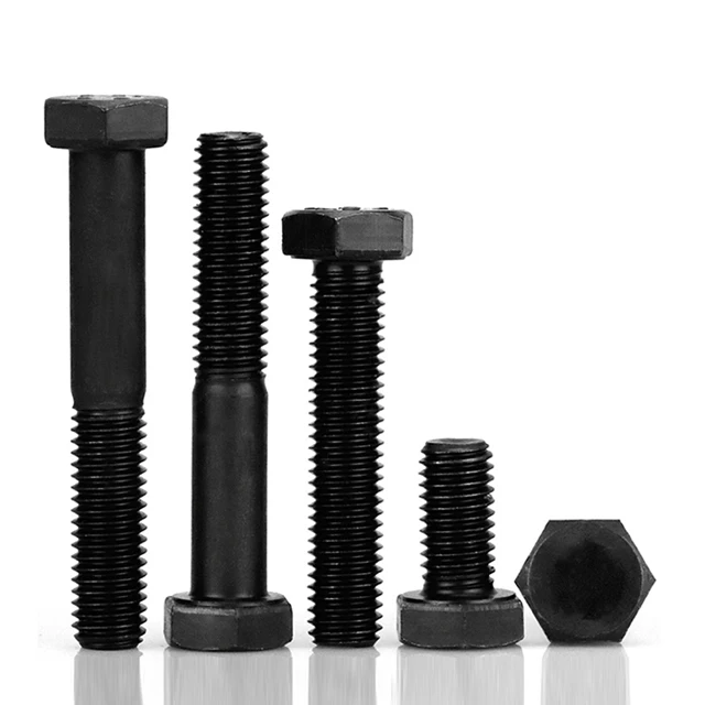 Grade 8.8 10.9 12.9 black hex bolt standard size M8 M10 M12 M16 M20 high quality hex head bolt din933 din931 m6 m13 galvanized