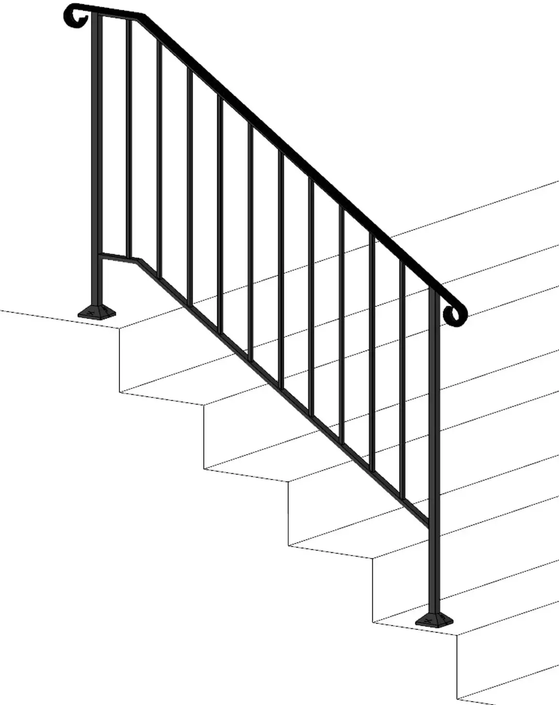 Прочная защита, черный оцинкованный кованый железный столб, перила для лестницы